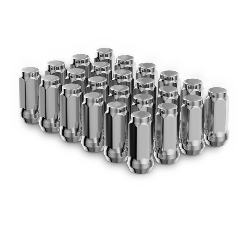 Richeer 24 قطعة صمولة عجلات M14x1.5 لسيارات سيلفرادو، سوبربان، سييرا 1500، تاهو، يوكون، إسكاليد ESV، صمولة مغلقة بقطر 1.78 بوصة، صمولة كروية من الكروم، بديل لصمولة العجلات ذات 19 مم سداسية، قطعة واحدة - Image 1